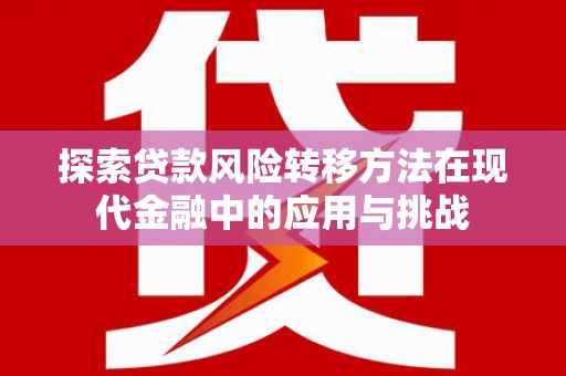 城关探索贷款风险转移方法在现代金融中的应用与挑战