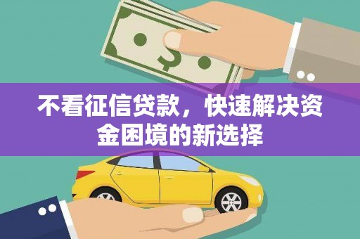 城关不看征信贷款，快速解决资金困境的新选择