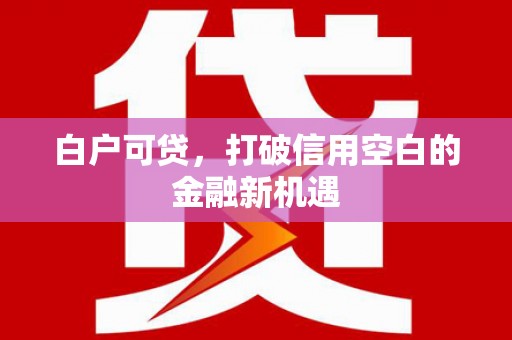 城关白户可贷，打破信用空白的金融新机遇