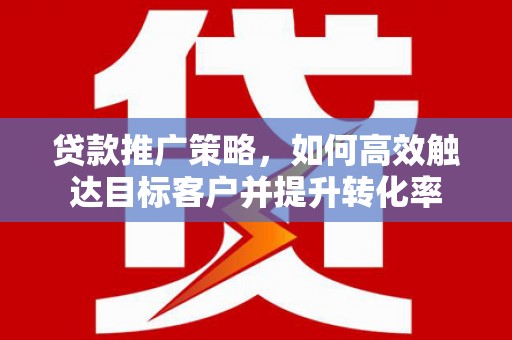 城关贷款推广策略，如何高效触达目标客户并提升转化率