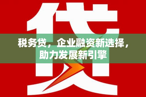 城关税务贷，企业融资新选择，助力发展新引擎