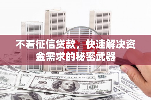 城关不看征信贷款，快速解决资金需求的秘密武器